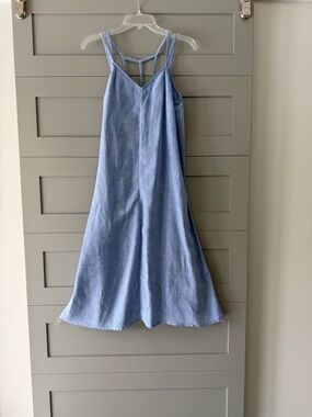 Light Blue Chambray Strappy Midi Dress